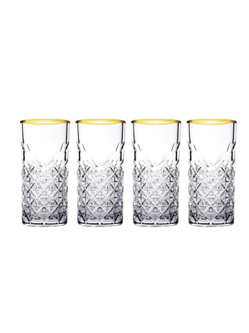 Pasabahce 4er Set Wassergläser Lang 365ml GOLD in Transparent