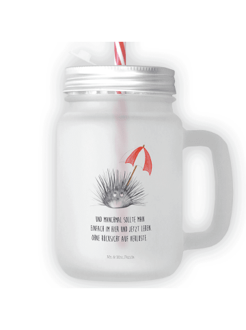 Mr. & Mrs. Panda Trinkglas mit Deckel Seeigel mit Spruch in Transparent
