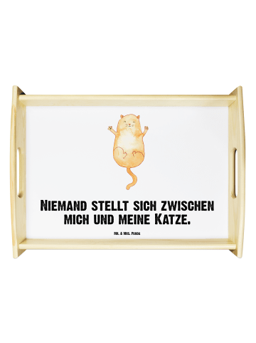 Mr. & Mrs. Panda Servierplatte Katze Umarmen mit Spruch in Weiß