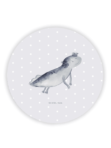 Mr. & Mrs. Panda Rund Magnet Axolotl Schwimmen ohne Spruch in Grau Pastell