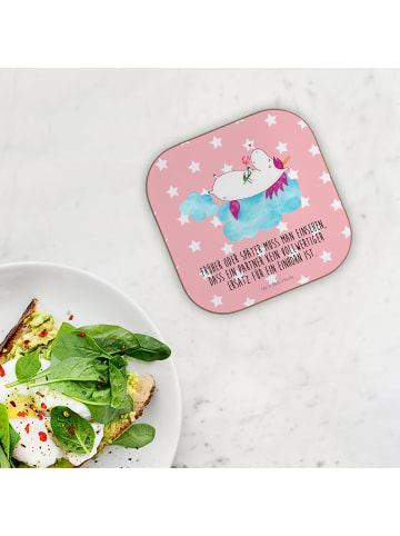 Mr. & Mrs. Panda gläseruntersetzer Einhorn Verliebt mit Spruch in Rot Pastell