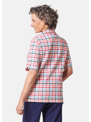GOLDNER Wander-Bluse in Seersucker Qualität in blau / merlot / kariert