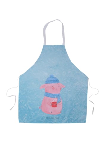 Mr. & Mrs. Panda Schürze Schweinchen Glühwein ohne Spruch in Eisblau