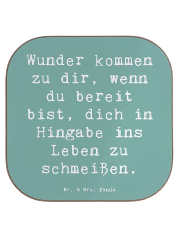 Mr. & Mrs. Panda Untersetzer Glas Spruch Wunder Hingabe mit Spruch in Meeresbrise