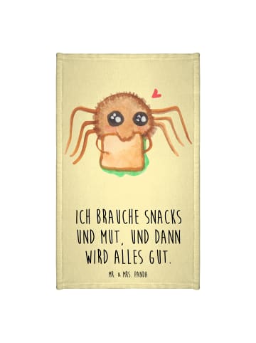 Mr. & Mrs. Panda Handtuch Spinne Agathe Sandwich mit Spruch in Gelb Pastell