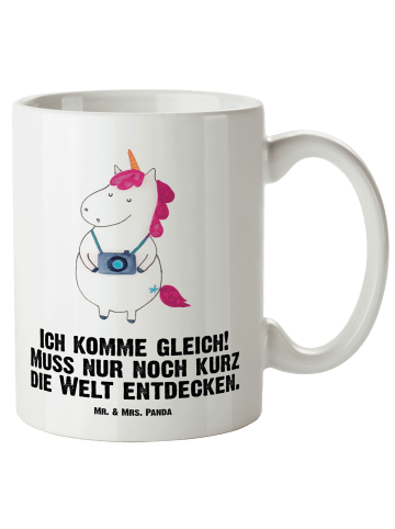 Mr. & Mrs. Panda Große Teetasse Einhorn Fotograf mit Spruch in Weiß