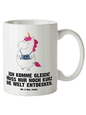 Mr. & Mrs. Panda XL Tasse Einhorn Fotograf mit Spruch in Weiß