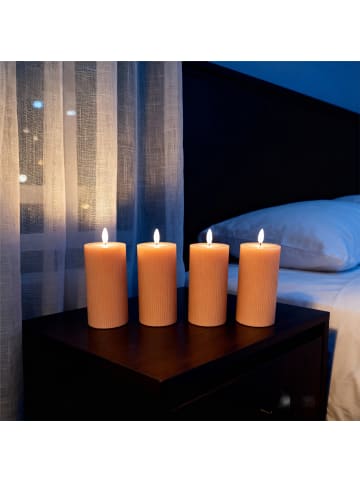 relaxdays 4 x LED Kerzen in Altrosa - (H)18 x Ø 7,5 cm
