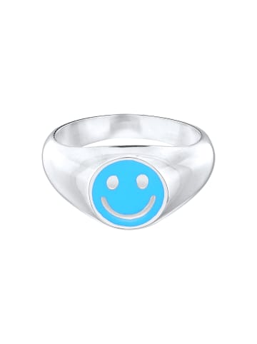 KUZZOI Ring 925 Sterling Silber mit Smiling Face, Smiling Face, Siegelring in Silber