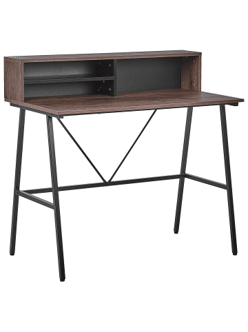 Beliani Schreibtisch HARISON in Braun/Schwarz - (W) 100 x (H) 96 x (L) 53 cm