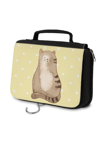 Mr. & Mrs. Panda Waschtasche Katze Sitzen ohne Spruch in Gelb Pastell