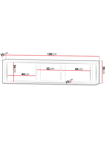 Feldmann-Wohnen Wandregal Marly Kaschmir / Walnuss 130 / 25 / 30 cm