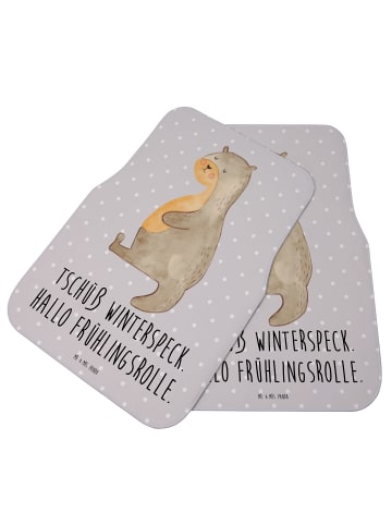 Mr. & Mrs. Panda Schmutzfangmatte Auto Otter Bauch mit Spruch in Grau Pastell