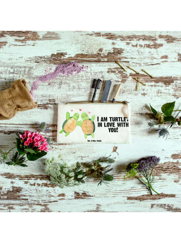 Mr. & Mrs. Panda Kulturbeutel Schildkröten Paar mit Spruch in Weiß