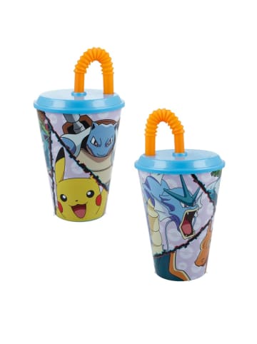 Pokémon Trink-Becher mit Getränkehalm | Pokémon | 430 ml | Kunststoff | Tasse