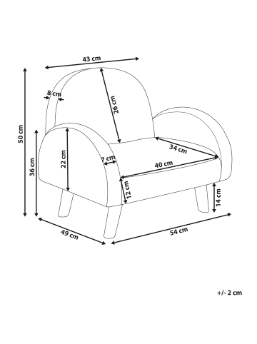 Beliani Kindersessel OMBO in Blau/Braun - (W) 54 x (H) 50 x (L) 49 cm