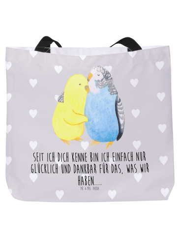 Mr. & Mrs. Panda Shopper Wellensittich Liebe mit Spruch in Grau Pastell