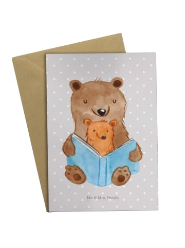 Mr. & Mrs. Panda babykarte Bären Buch ohne Spruch in Grau Pastell