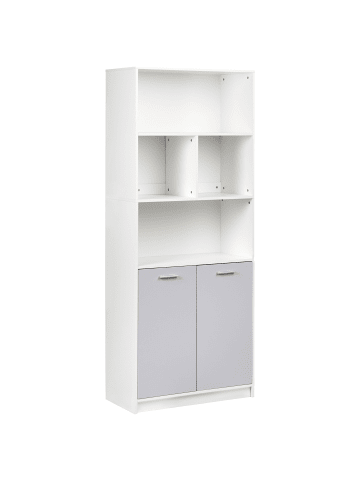 Beliani Bücherregal ZEHNA in Grau/Weiß - (W) 80 x (H) 197 x (L) 40 cm