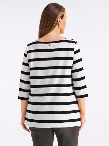 sheego U-Boot-Shirt in weiß-schwarz-geringelt