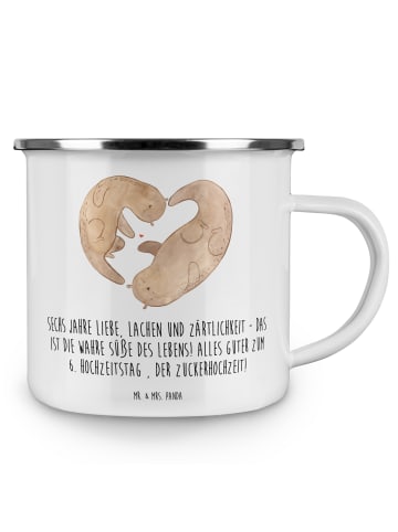 Mr. & Mrs. Panda Kaffeetasse 6. Hochzeitstag Zuckerhochzeit mit ... in Weiß