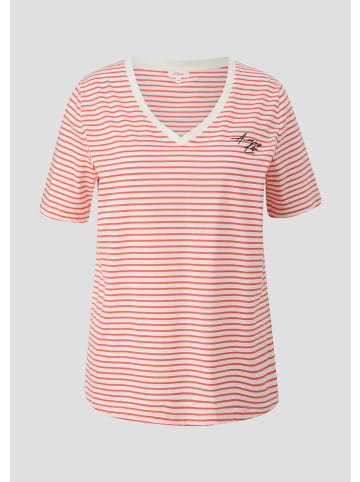 s.Oliver T-Shirt kurzarm in Orange-weiß