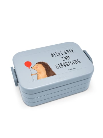 Mr. & Mrs. Panda Bento Box Igel Luftballon Motiv mit Spruch in Blau Pastell