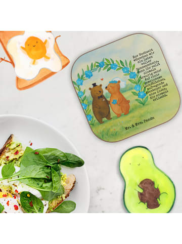 Mr. & Mrs. Panda gläseruntersetzer Bären Hochzeit Design mit Spruch in Weiß