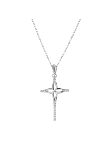 Alexander York Kette mit Anhänger KREUZ mit Zirkonia in 925 Sterling Silber, 2-tlg.