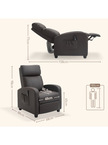 HOMCOM Massagesessel in Braun 68L x 88B x 98H cm