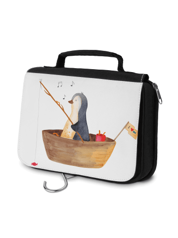 Mr. & Mrs. Panda Kulturbeutel Pinguin Angelboot ohne Spruch in Weiß