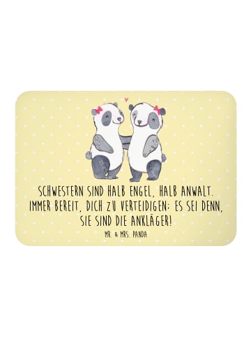 Mr. & Mrs. Panda Magnet Schwesternwunder mit Spruch in Gelb Pastell