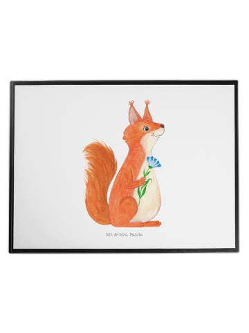 Mr. & Mrs. Panda Schreibunterlage Eichhörnchen Blume ohne Spruch in Weiß