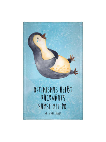 Mr. & Mrs. Panda Handtuch Pinguin Lachen mit Spruch in Eisblau