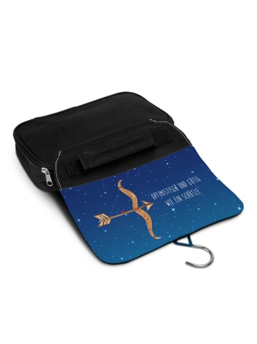 Mr. & Mrs. Panda Waschbeutel Sternzeichen Schütze mit Spruch in Sternenhimmel Blau