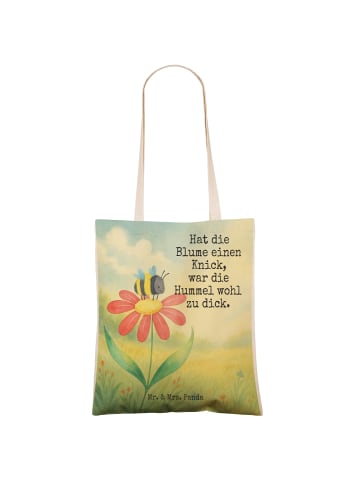 Mr. & Mrs. Panda Shopper-Tasche Hummel Blume Design mit Spruch in Weiß