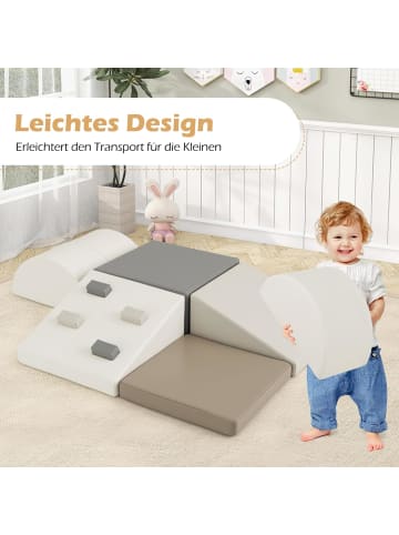 COSTWAY 6 tlg. Softbausteine Kinder mit Kletterfelsen in Beige