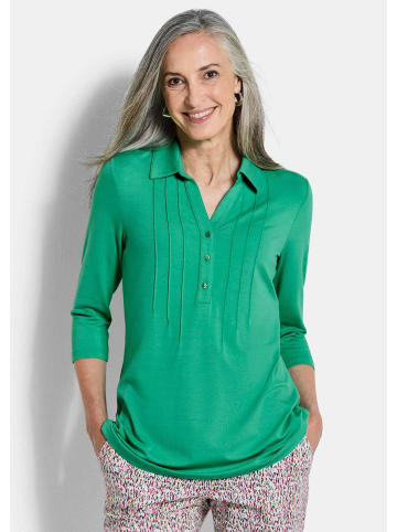 GOLDNER Kurzgröße:  Elegantes Blusenshirt mit Biesen in grün