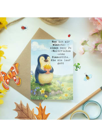 Mr. & Mrs. Panda Klappkarte Pinguin Frühling Pommes Design mit S... in Weiß