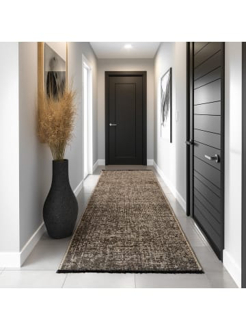 KADIMA DESIGN Teppich Kurzflor Unicolor Chenille Baumwolle Innen in Braun