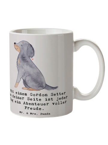 Mr. & Mrs. Panda Teetasse Gordon Setter Freude mit Spruch in Grau Pastell