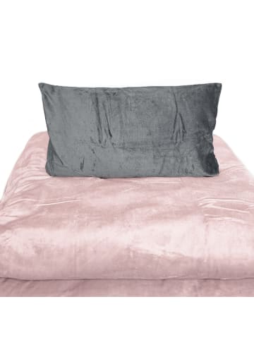 COFI 1453 Moderne Plüschbettwäsche mit Reißverschluss - einfarbig & wendbar in Rosa