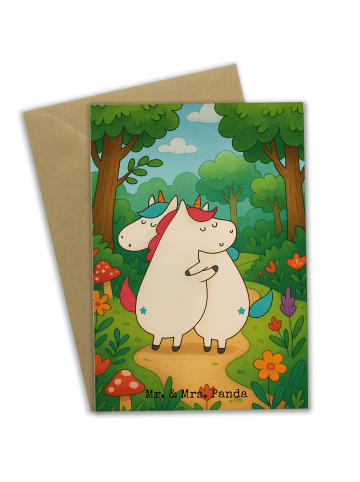 Mr. & Mrs. Panda Klappkarte Einhörner Umarmen Design ohne Spruch in Weiß