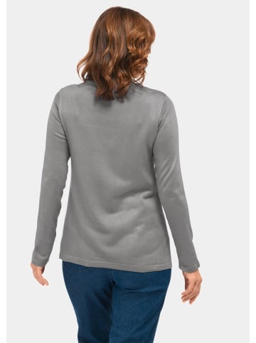 GOLDNER Strickpullover mit Stehbundkragen in silbergrau