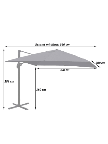 MCW Ampelschirm A96, Creme, mit Ständer, drehbar
