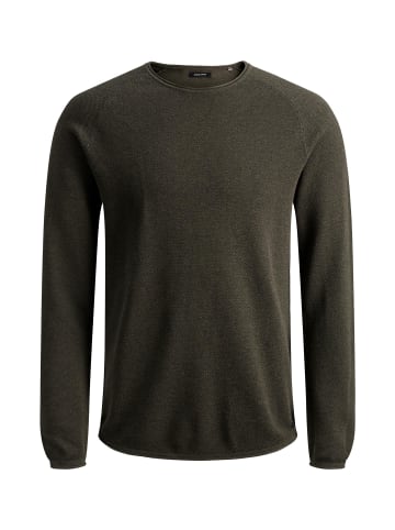 Jack & Jones Rundhals Strickpullover Langarm Sweater aus Baumwolle JJEHILL in Olive