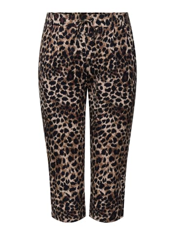 ONLY Carmakoma Legere Capri Hose mit Kordelzug und Leopardenmuster in Braun