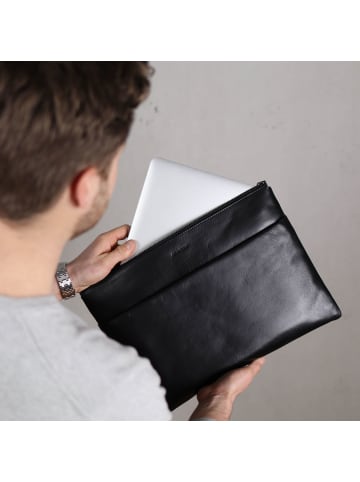 FEYNSINN Leder-Laptophülle echt Leder | 13 Zoll Laptop-Hülle schwarz in schwarz