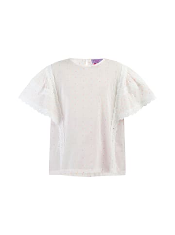 myMo KIDS Mädchen Bluse in Weiss Pinkorange Punkte