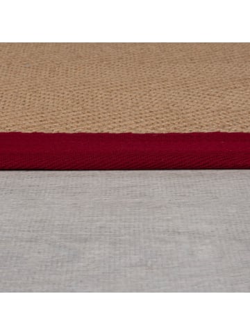 KADIMA DESIGN Jute-Teppich Naturfaser TRENT Geometrisch Boho Wohnzimmer in Rot